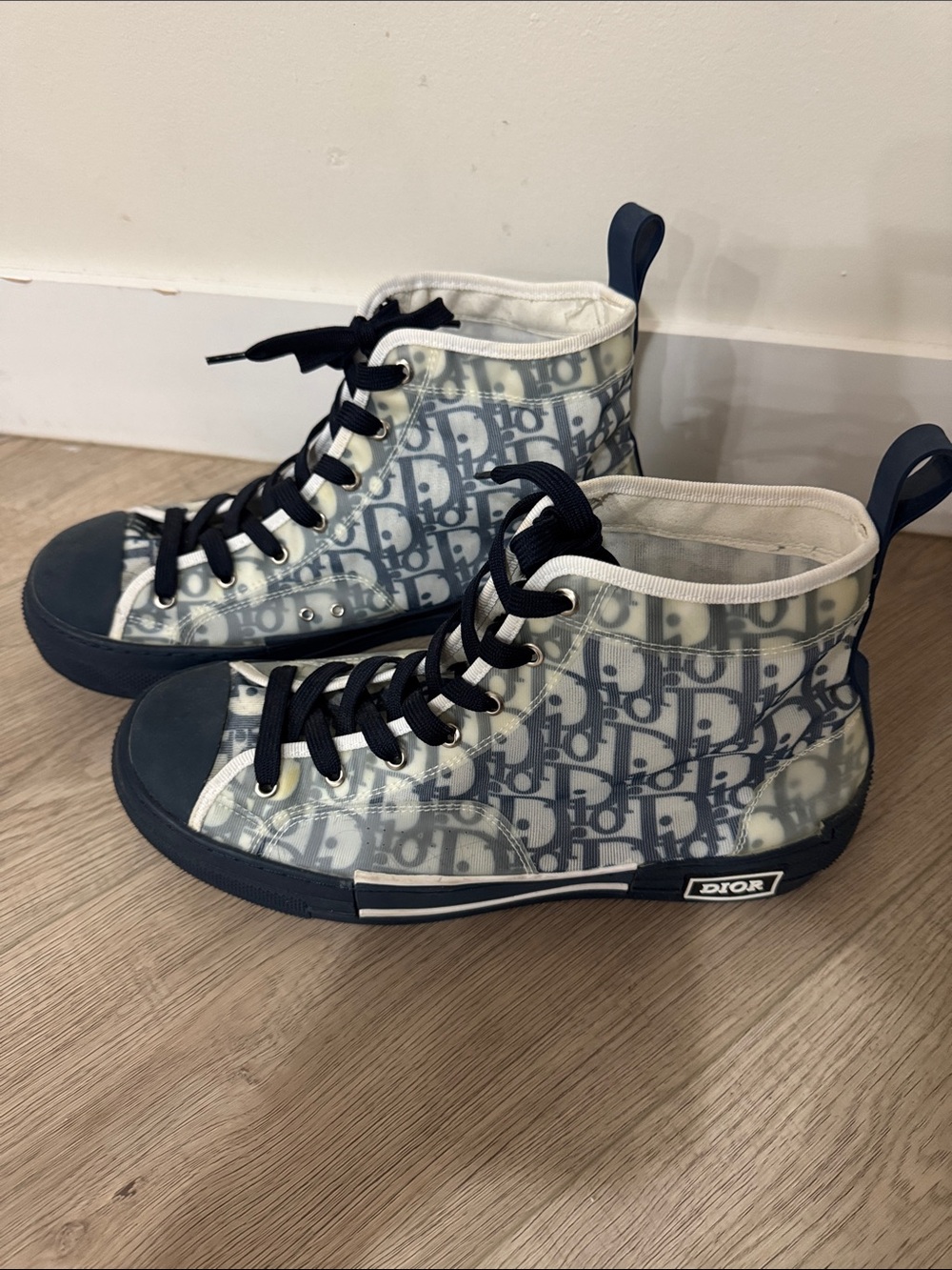 Dior Navy Blue High-Top Sneakers